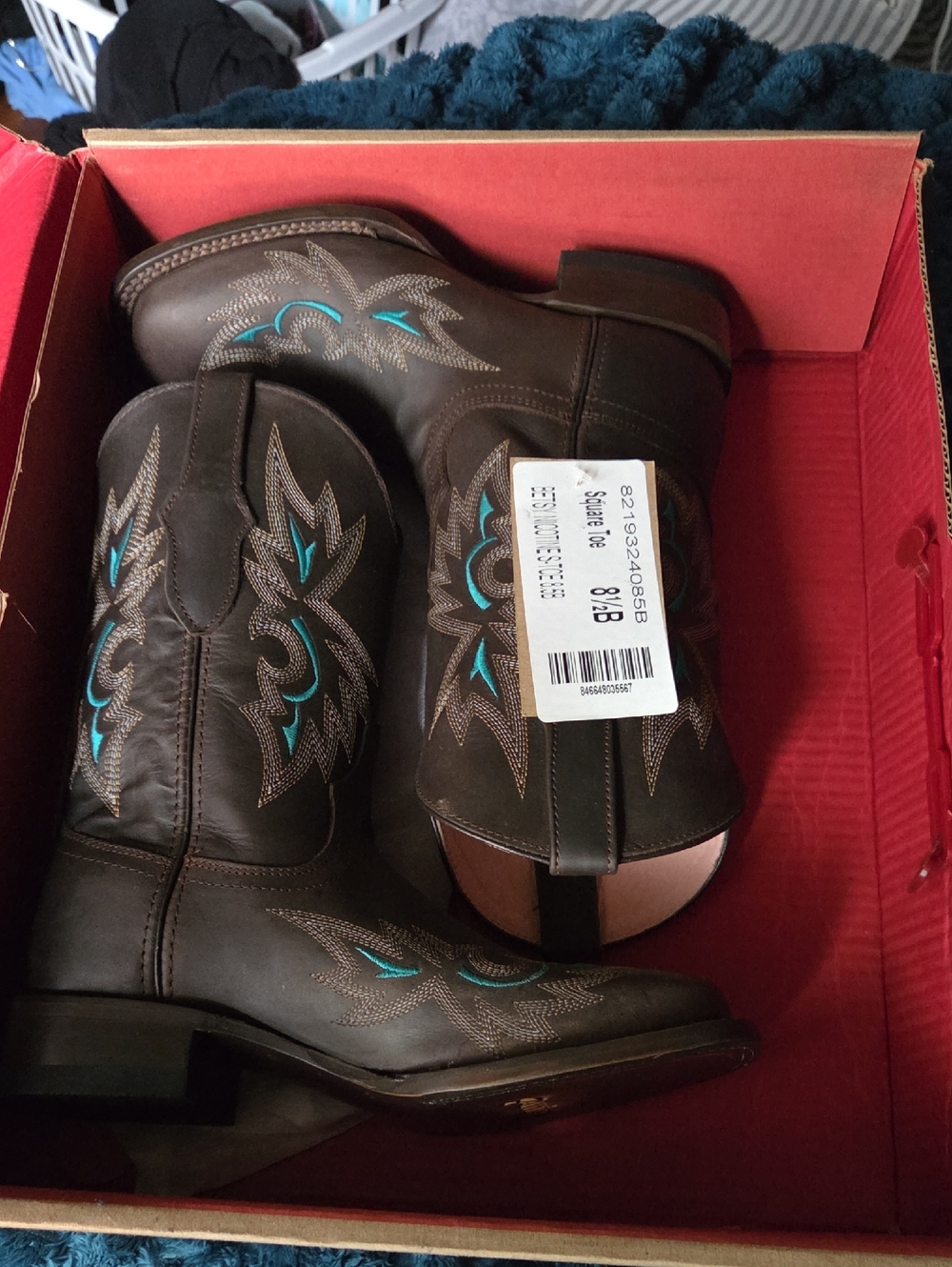 NWT FERRINI Women's Ferrini Betsy Leather Boots Handcrafted Square Toe Nicotine